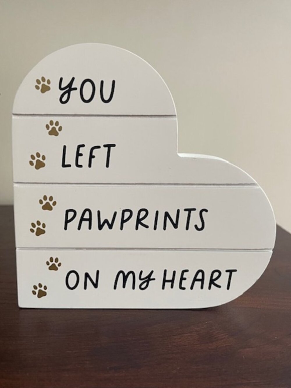 Belle Maison Pawprint Heart Wood Decor “You Left Pawprints On My Heart” NWT